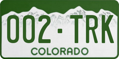 CO license plate 002TRK