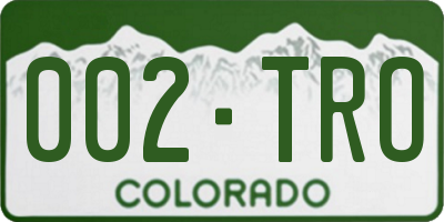 CO license plate 002TRO