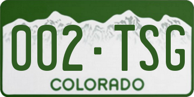 CO license plate 002TSG