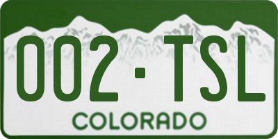 CO license plate 002TSL