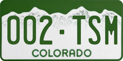 CO license plate 002TSM