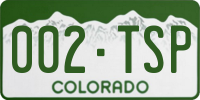 CO license plate 002TSP