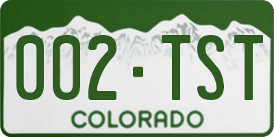 CO license plate 002TST