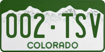 CO license plate 002TSV
