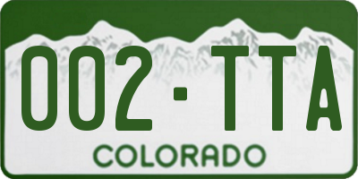 CO license plate 002TTA