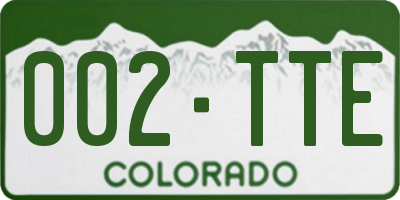 CO license plate 002TTE