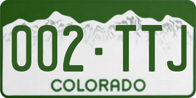 CO license plate 002TTJ