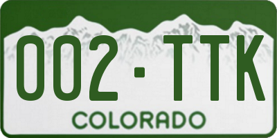 CO license plate 002TTK