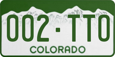 CO license plate 002TTO