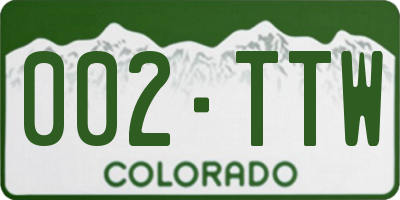 CO license plate 002TTW