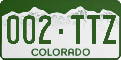 CO license plate 002TTZ