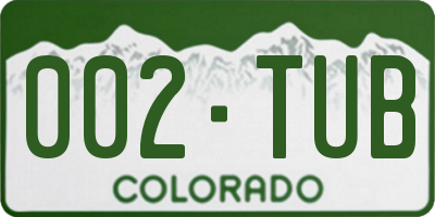 CO license plate 002TUB