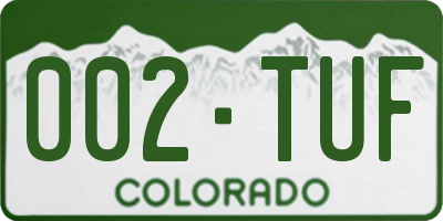 CO license plate 002TUF