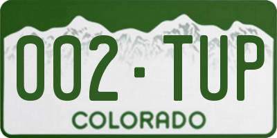 CO license plate 002TUP