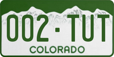 CO license plate 002TUT