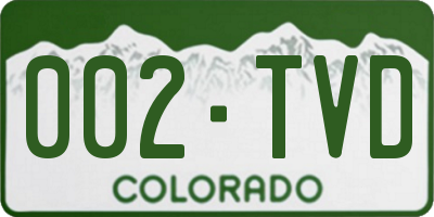 CO license plate 002TVD