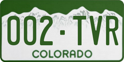 CO license plate 002TVR