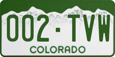 CO license plate 002TVW