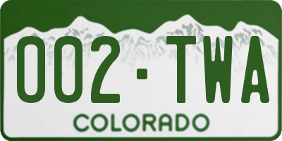 CO license plate 002TWA