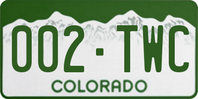 CO license plate 002TWC