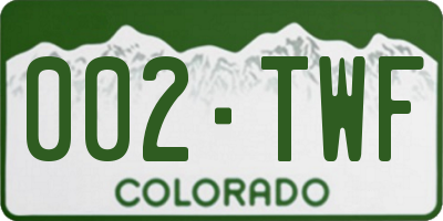 CO license plate 002TWF