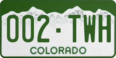 CO license plate 002TWH