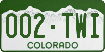 CO license plate 002TWI