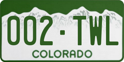 CO license plate 002TWL