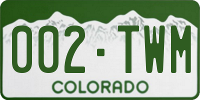 CO license plate 002TWM