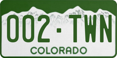 CO license plate 002TWN