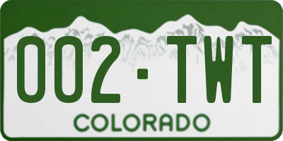 CO license plate 002TWT