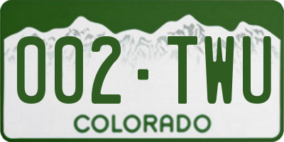 CO license plate 002TWU