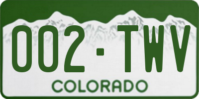 CO license plate 002TWV