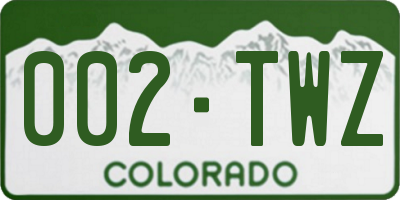 CO license plate 002TWZ