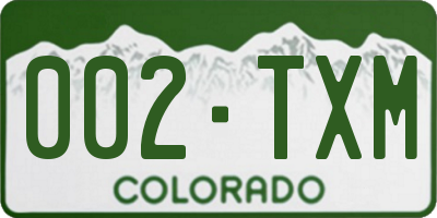 CO license plate 002TXM