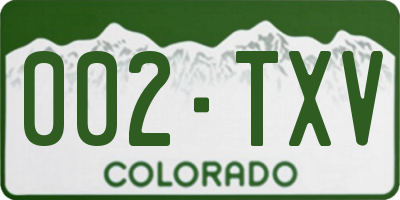 CO license plate 002TXV