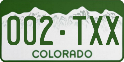 CO license plate 002TXX