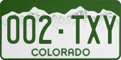 CO license plate 002TXY
