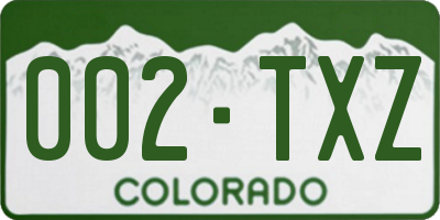 CO license plate 002TXZ