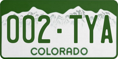 CO license plate 002TYA