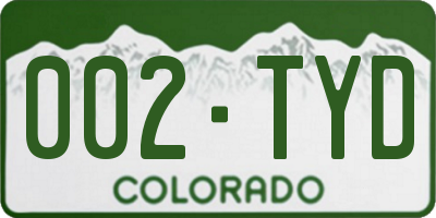 CO license plate 002TYD