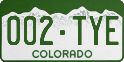 CO license plate 002TYE