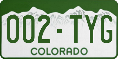 CO license plate 002TYG