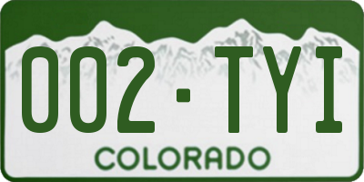 CO license plate 002TYI