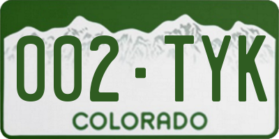 CO license plate 002TYK