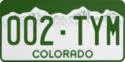 CO license plate 002TYM