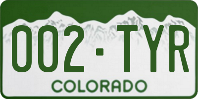 CO license plate 002TYR