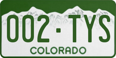 CO license plate 002TYS