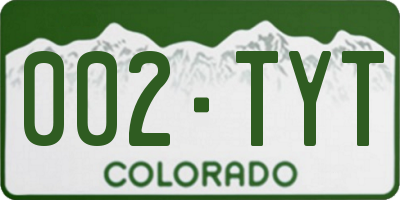 CO license plate 002TYT