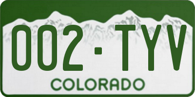 CO license plate 002TYV